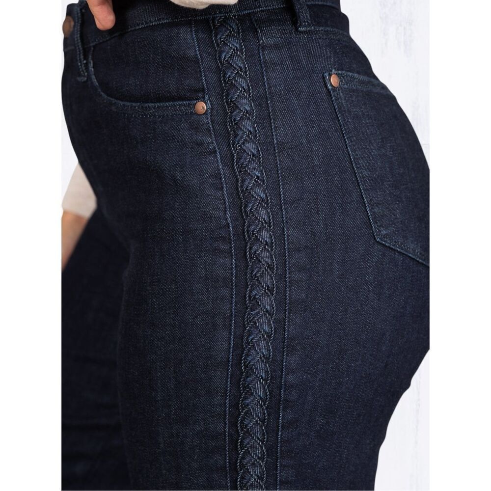 Judy Blue Braided Side Seam Cropped Wide Leg Jeans Dark Wash Stretch Denim NWT - Picture 8 of 16
